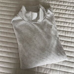 Marine Layer  Turtleneck with Narrow Black and White Stripes